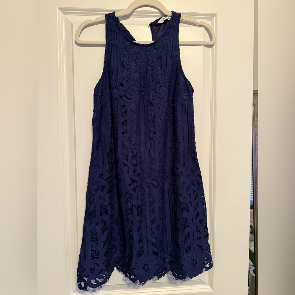 Elegant Navy Lace Dress